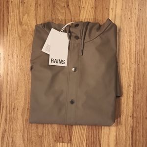 BNWT RAINS Unisex Rainjacket Long, Med, Taupe
